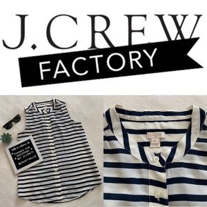 J. Crew Factory ||  Navy + White Striped Top || 6